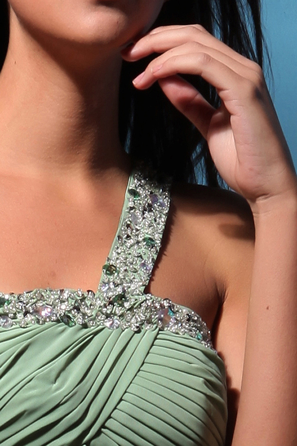 Exotic One Shoulder Full Length Evening Dress - Click Image to Close